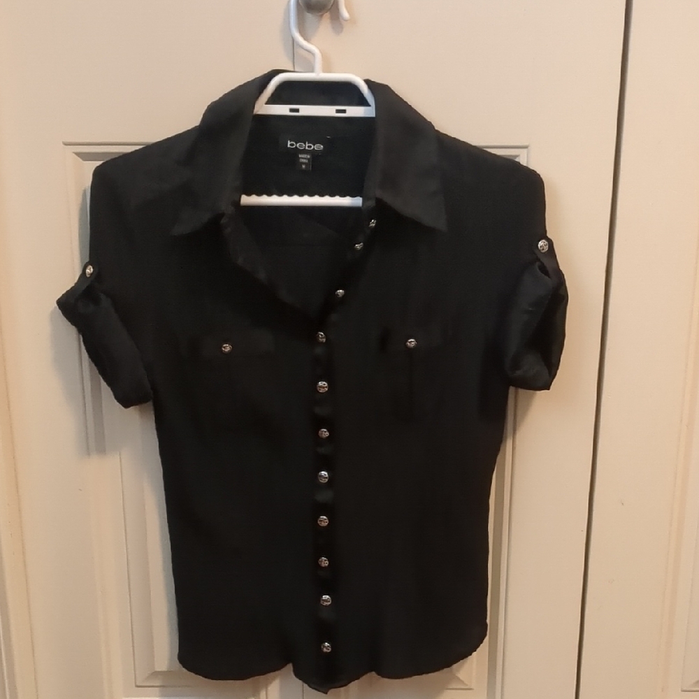 Bebe Elegant Black Button-Down Shirt